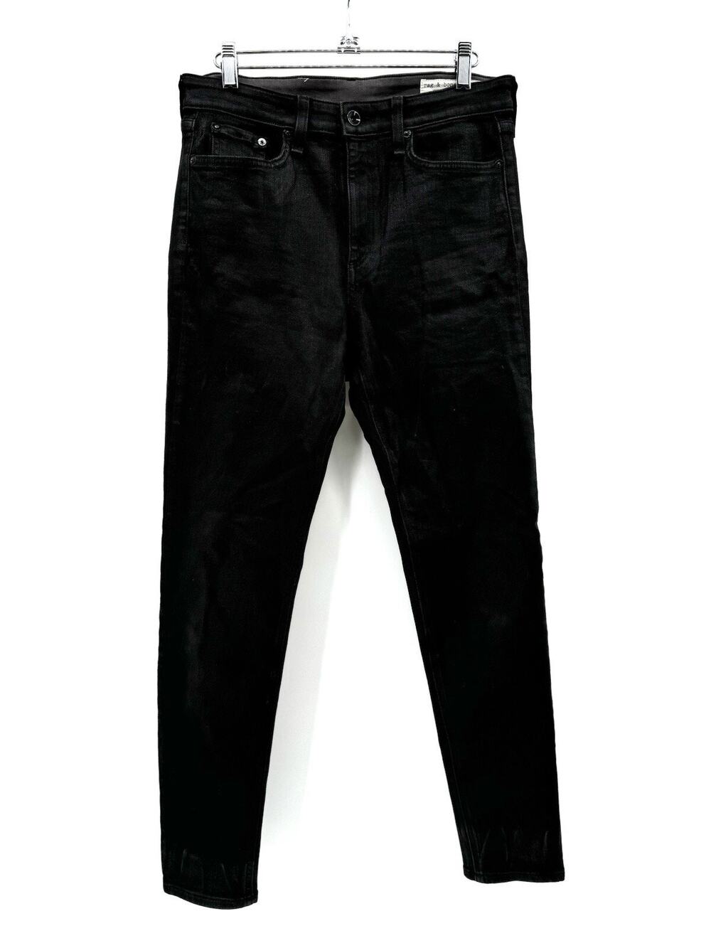 Rag & Bone Nina High-Rise Coated Skinny Jeans Womens 28 Black Zip Fly Belt Loops